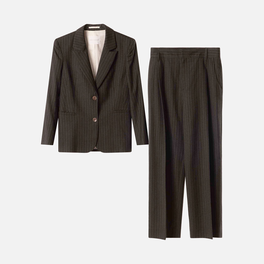 maria mcmanus Grey Wool Pinstripe Blazer and Pants