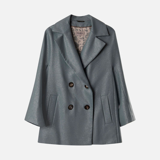 Cinzia Rocca Blue Wool Metallic Coat