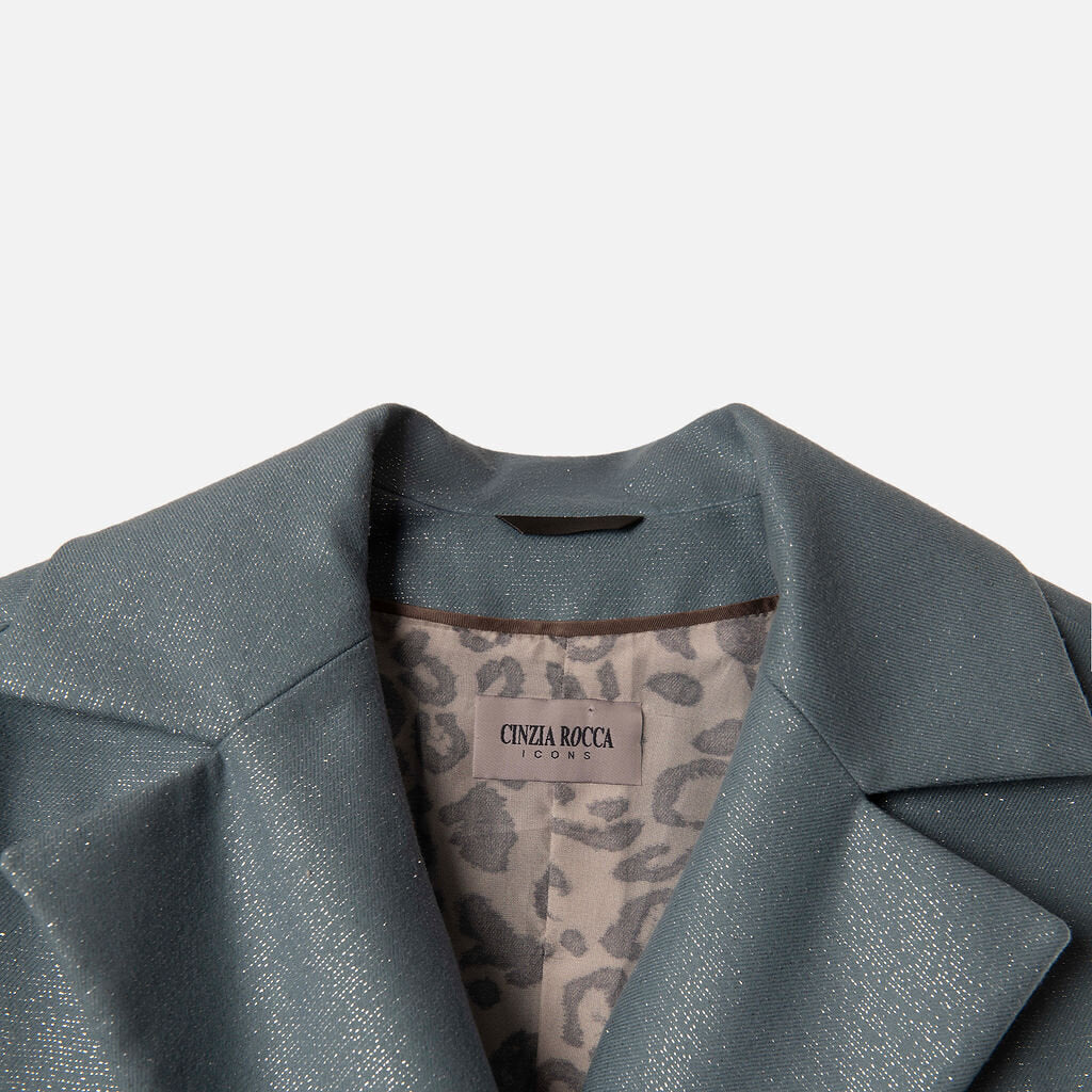 Cinzia Rocca Blue Wool Metallic Coat
