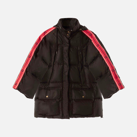 Gucci Black and Red GG Puffer Coat