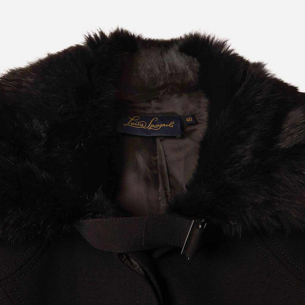 Luisa Spagnoli Black Poly and Wool Coat