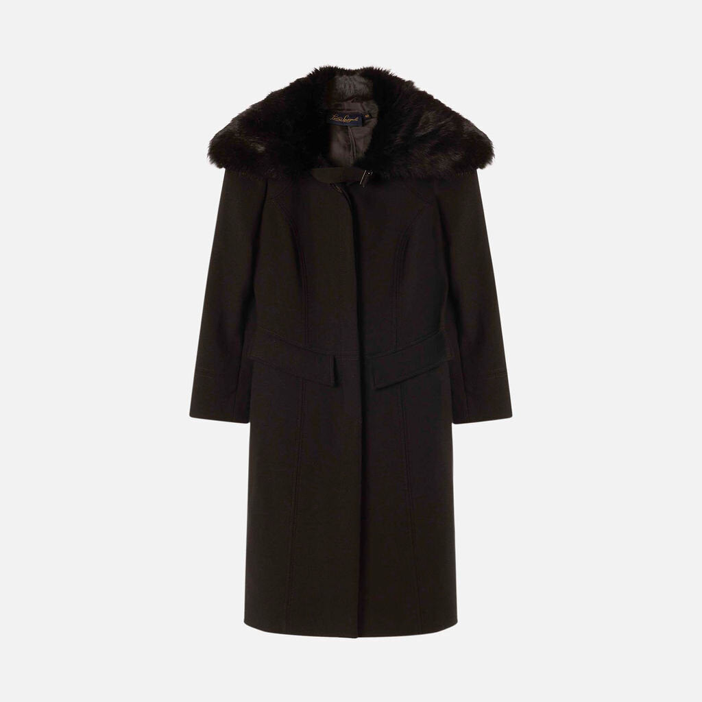 Luisa Spagnoli Black Poly and Wool Coat
