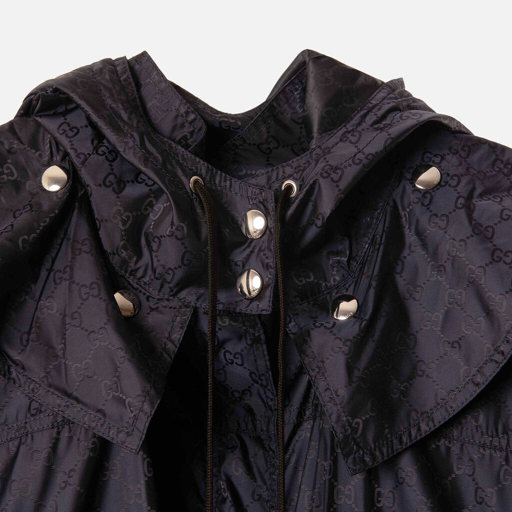 Gucci Navy Polyamide GG Hooded SS Jacket