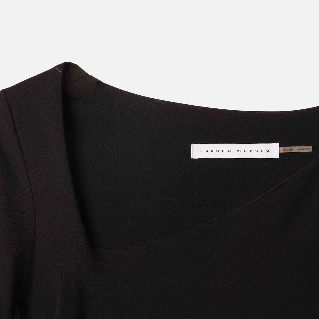 Susana Monaco Black Nylon Asymmetrical Top