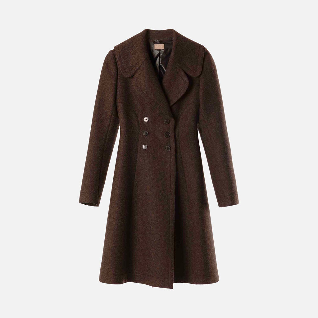 Alaia Brown Wool Fitted Trench Coat