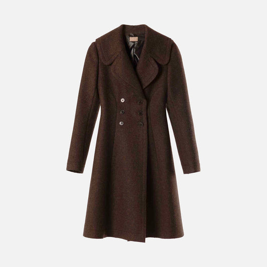 Alaia Brown Wool Fitted Trench Coat