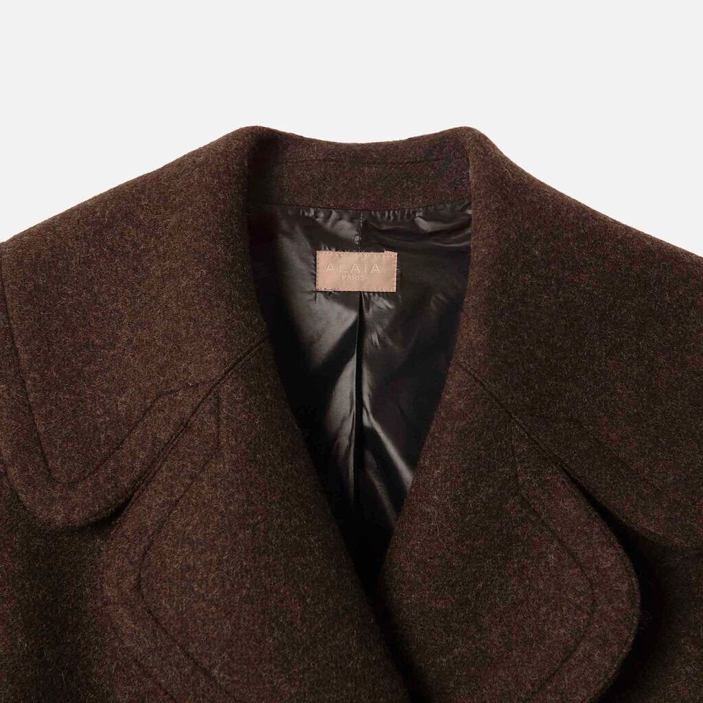 Alaia Brown Wool Fitted Trench Coat