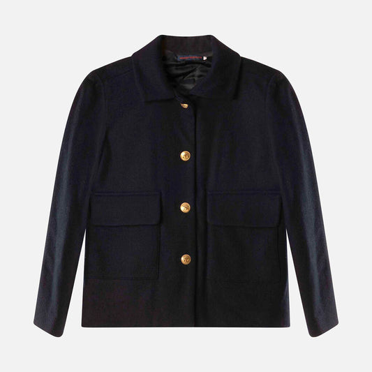 Harvey Faircloth Navy Wool Coat