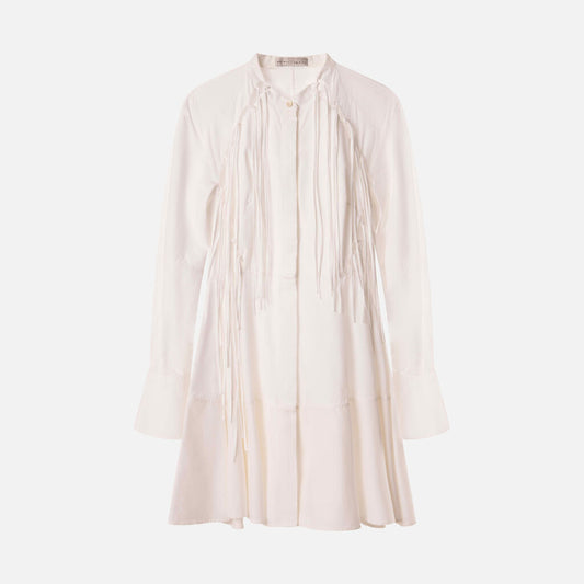 Palmer Harding White Cotton Fringe Shirt Dress
