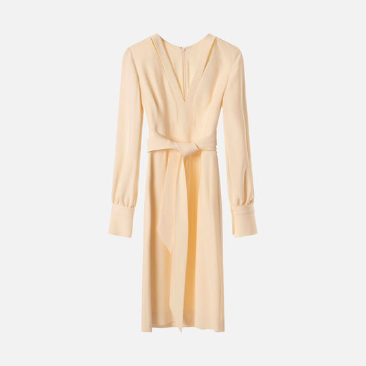 Givenchy Cream Viscose Blend V-Neck Dress