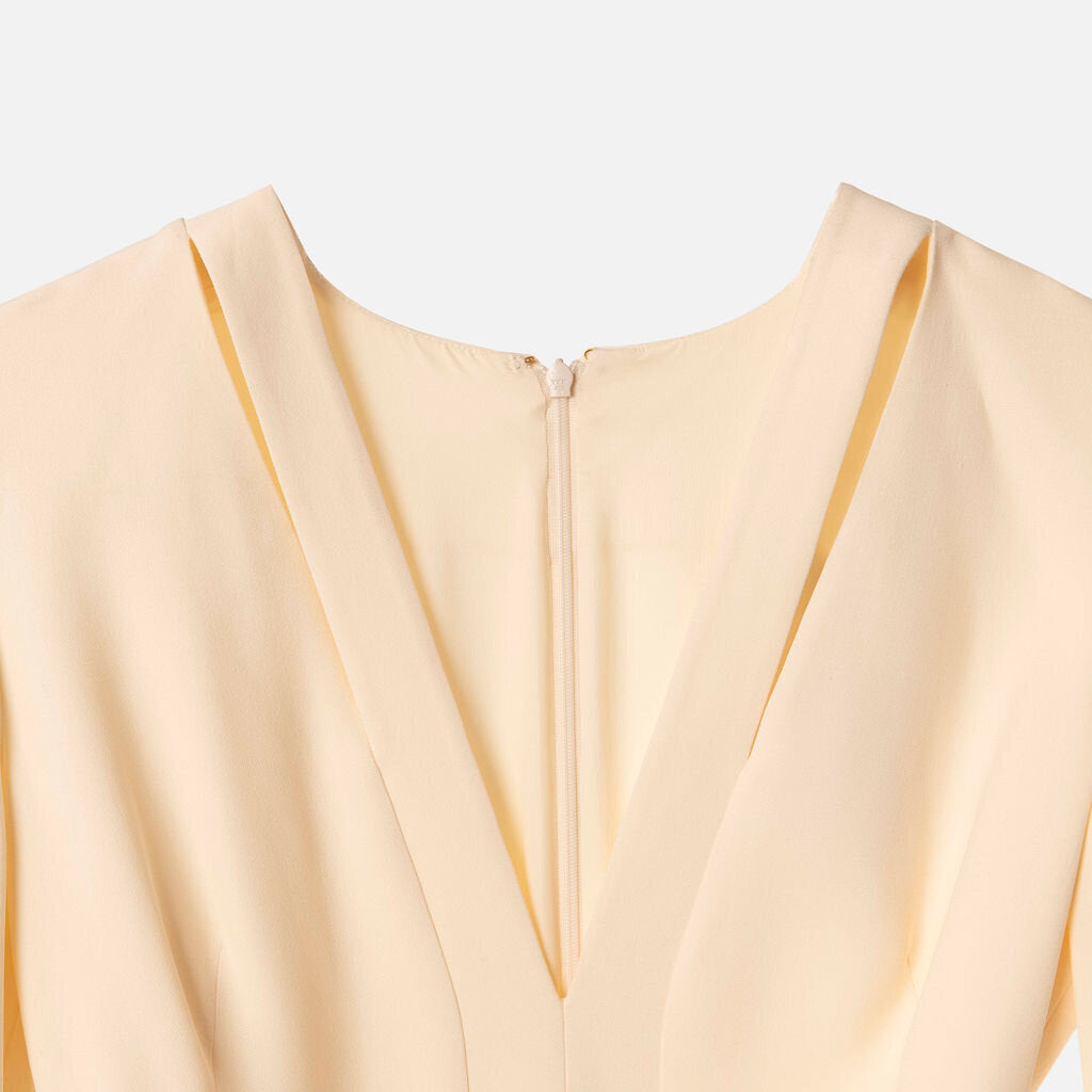 Givenchy Cream Viscose Blend V-Neck Dress