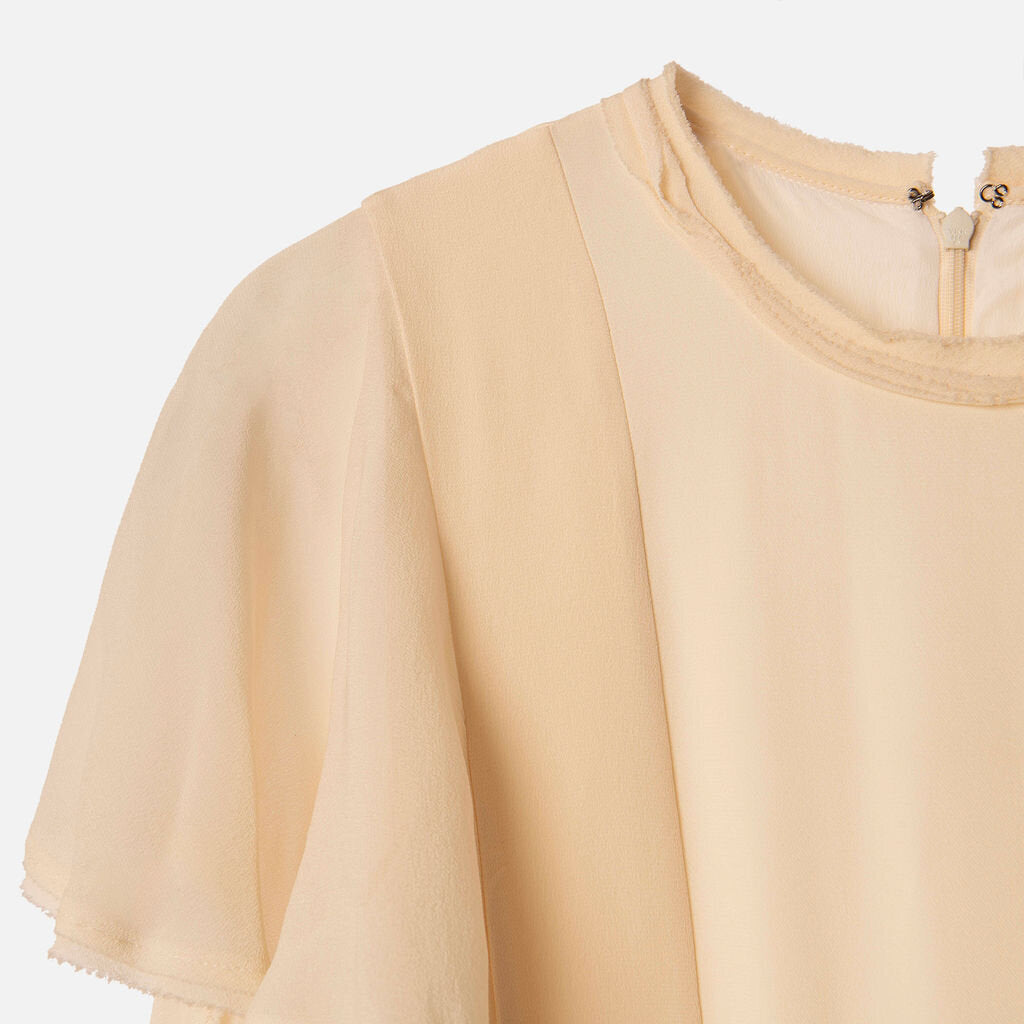 Chloe Cream Acetate & Viscose Ruffle Mini Dress