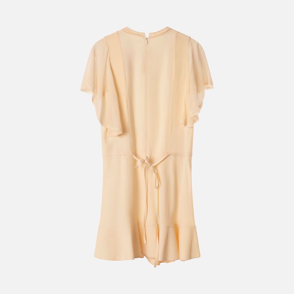 Chloe Cream Acetate & Viscose Ruffle Mini Dress