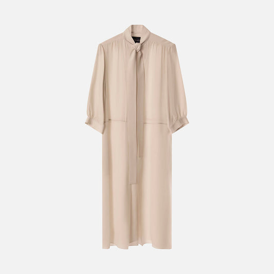 Julie de Libran Ivory Silk Neck Tie "Stella" Dress