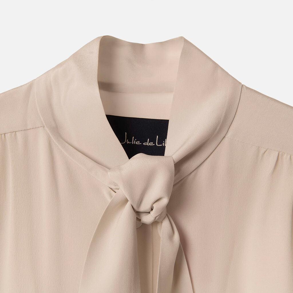 Julie de Libran Ivory Silk Neck Tie "Stella" Dress
