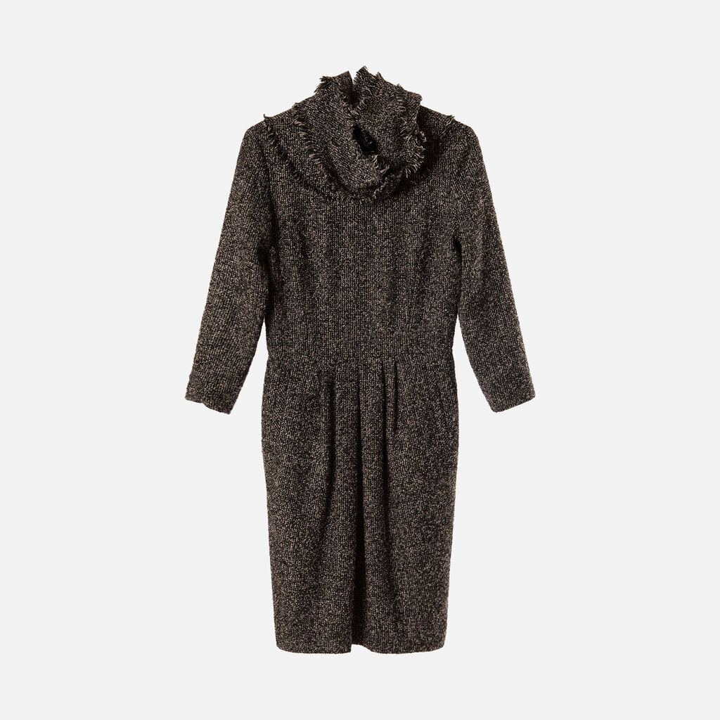 Oscar de la Renta Grey Wool Tweed Dress