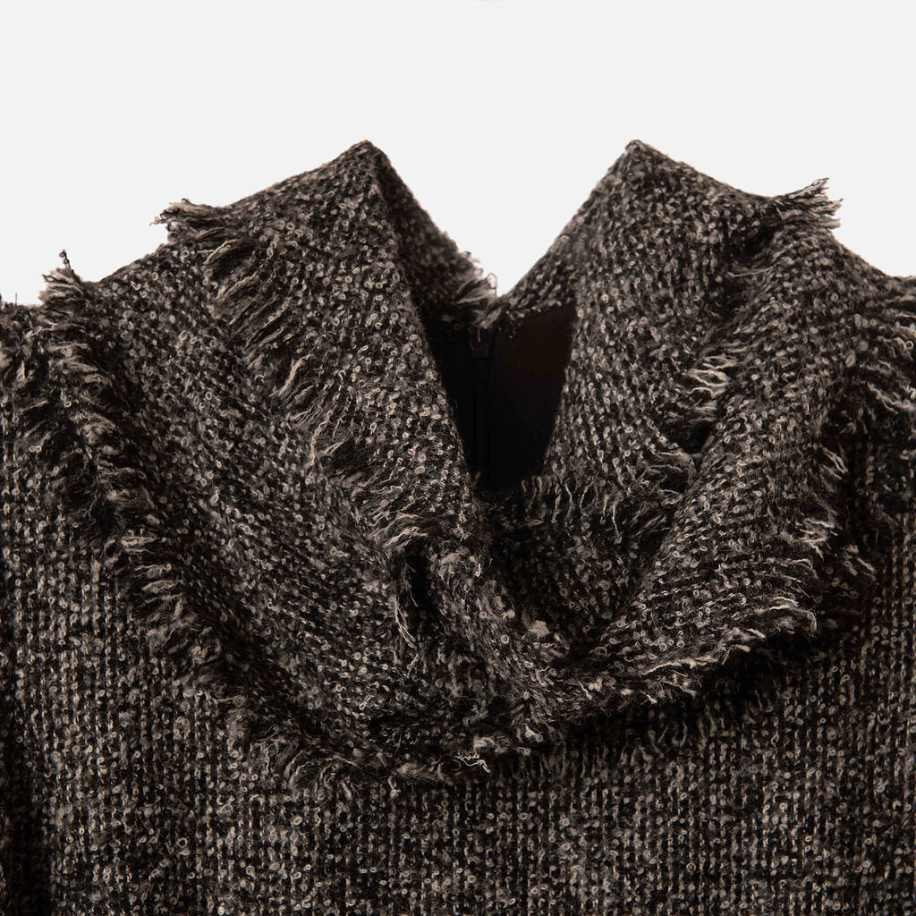Oscar de la Renta Grey Wool Tweed Dress