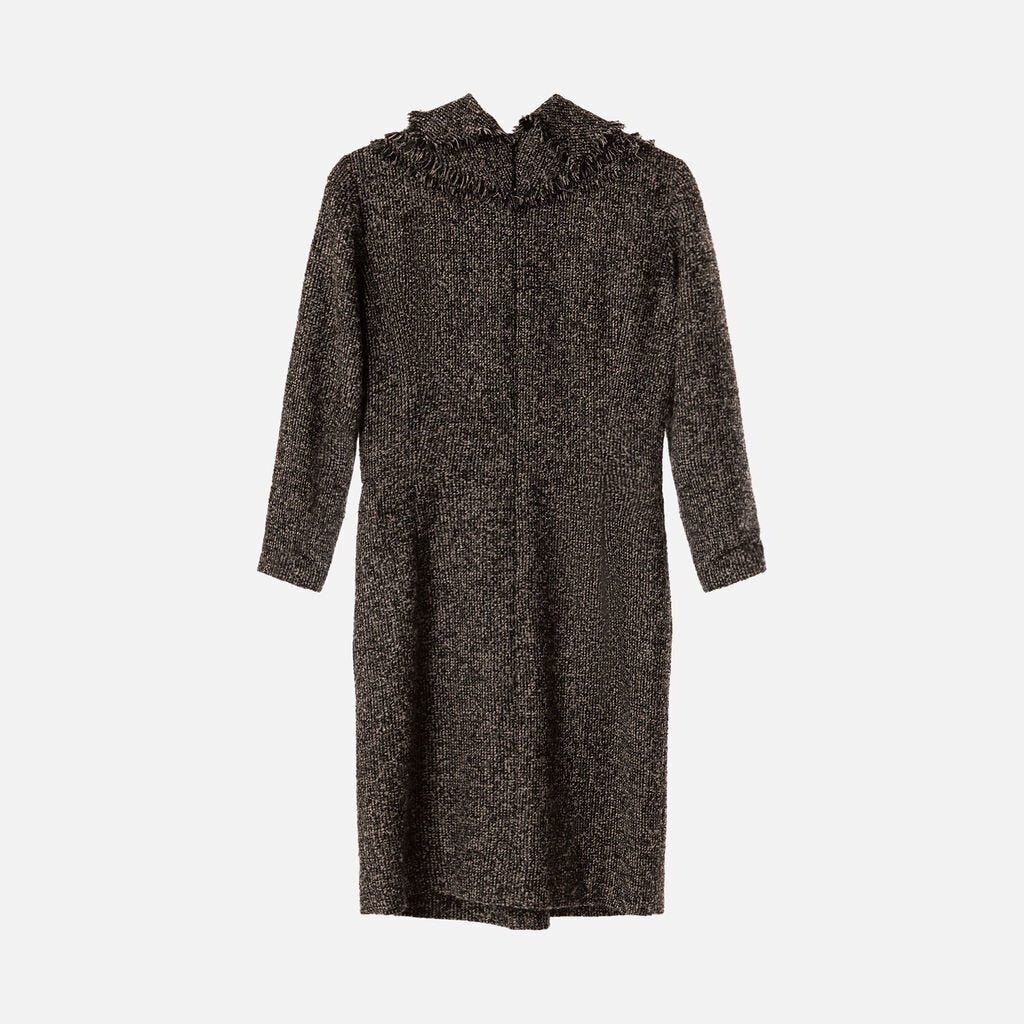 Oscar de la Renta Grey Wool Tweed Dress