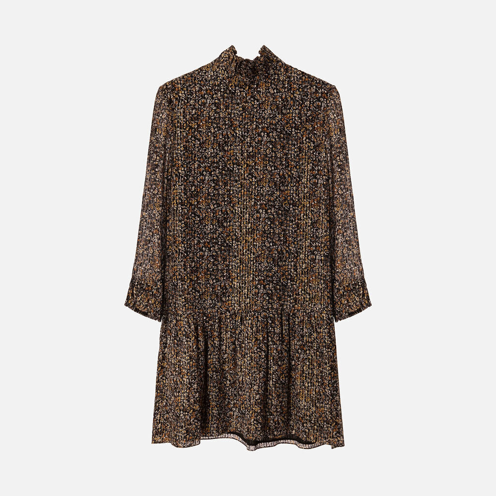 Celine Black & Yellow Floral Silk Mini Dress