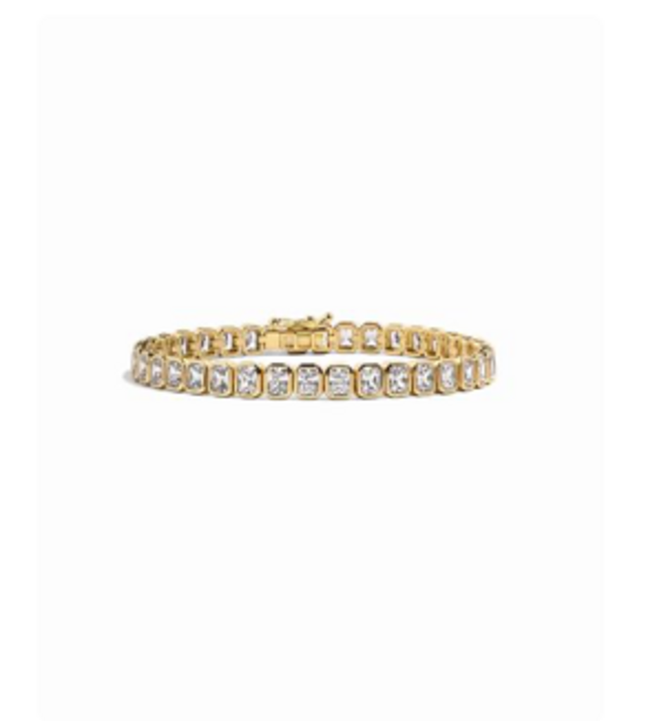 Emerald-Cut Bezel Tennis Bracelet YG 7"