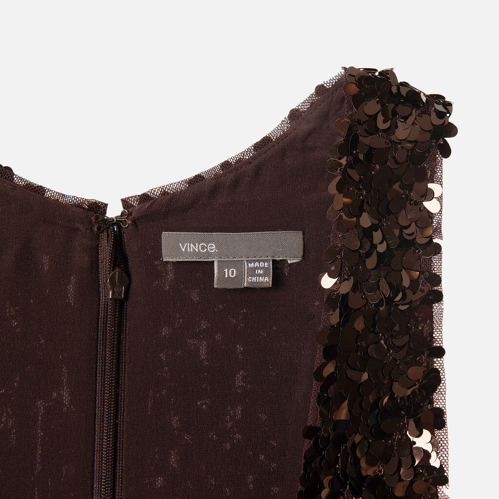 Vince Brown Sequin Mini Dress