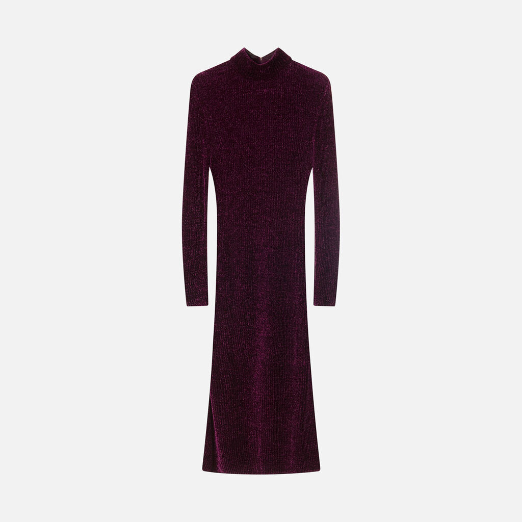 Akris Purple Viscose Long Sleeve Midi Sweater Dress
