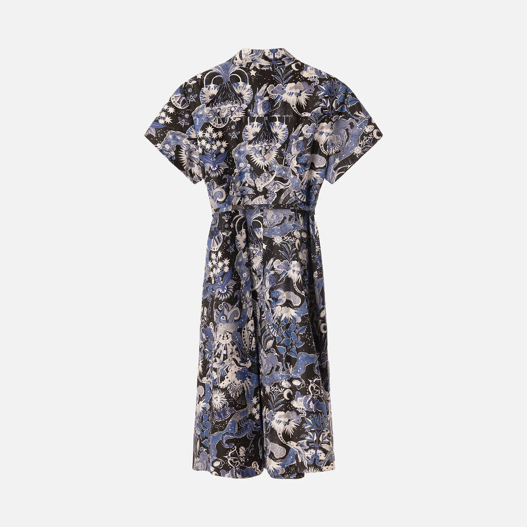 Christian Dior Zodiac Print Belted Midi Shirt Dress