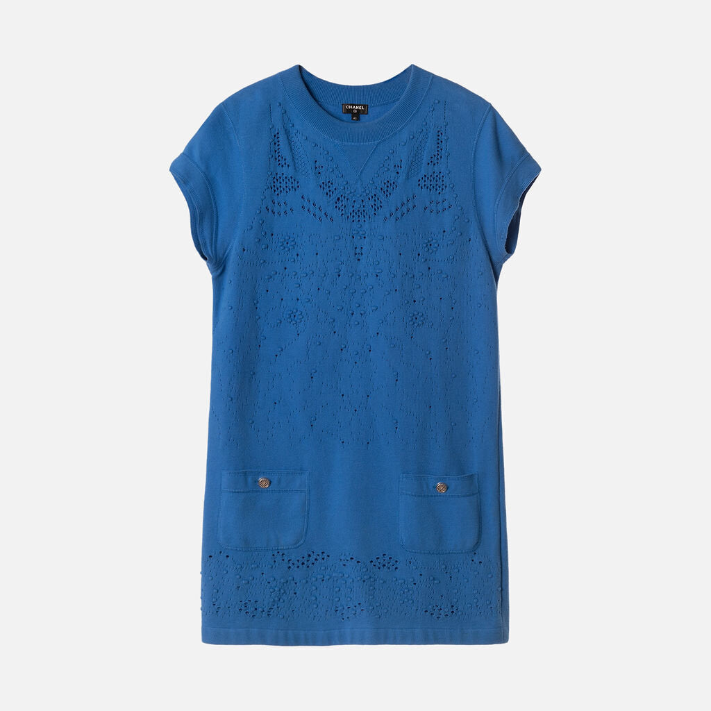 Chanel Blue Cotton Knit Dress