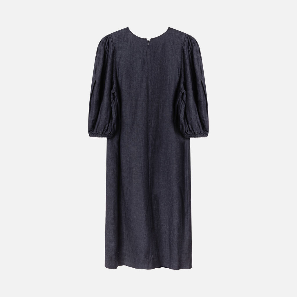 Chloe Blue Linen Midi Dress
