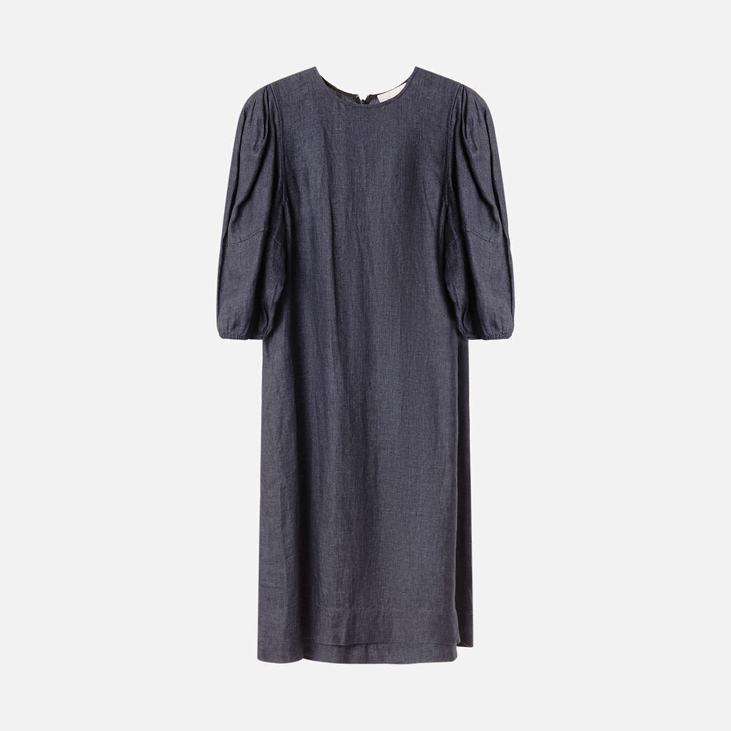 Chloe Blue Linen Midi Dress