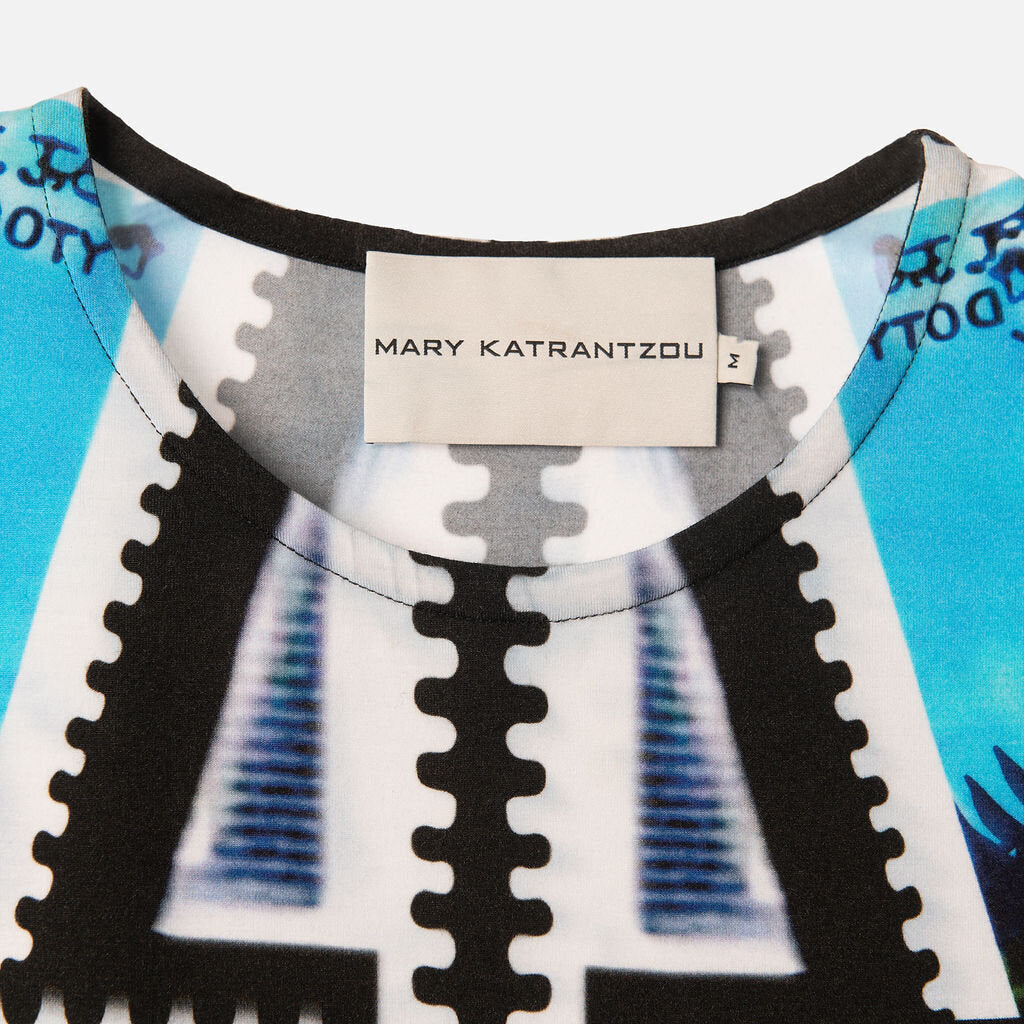 Mary Katrantzou Blue & Multi Graphic Mini Dress