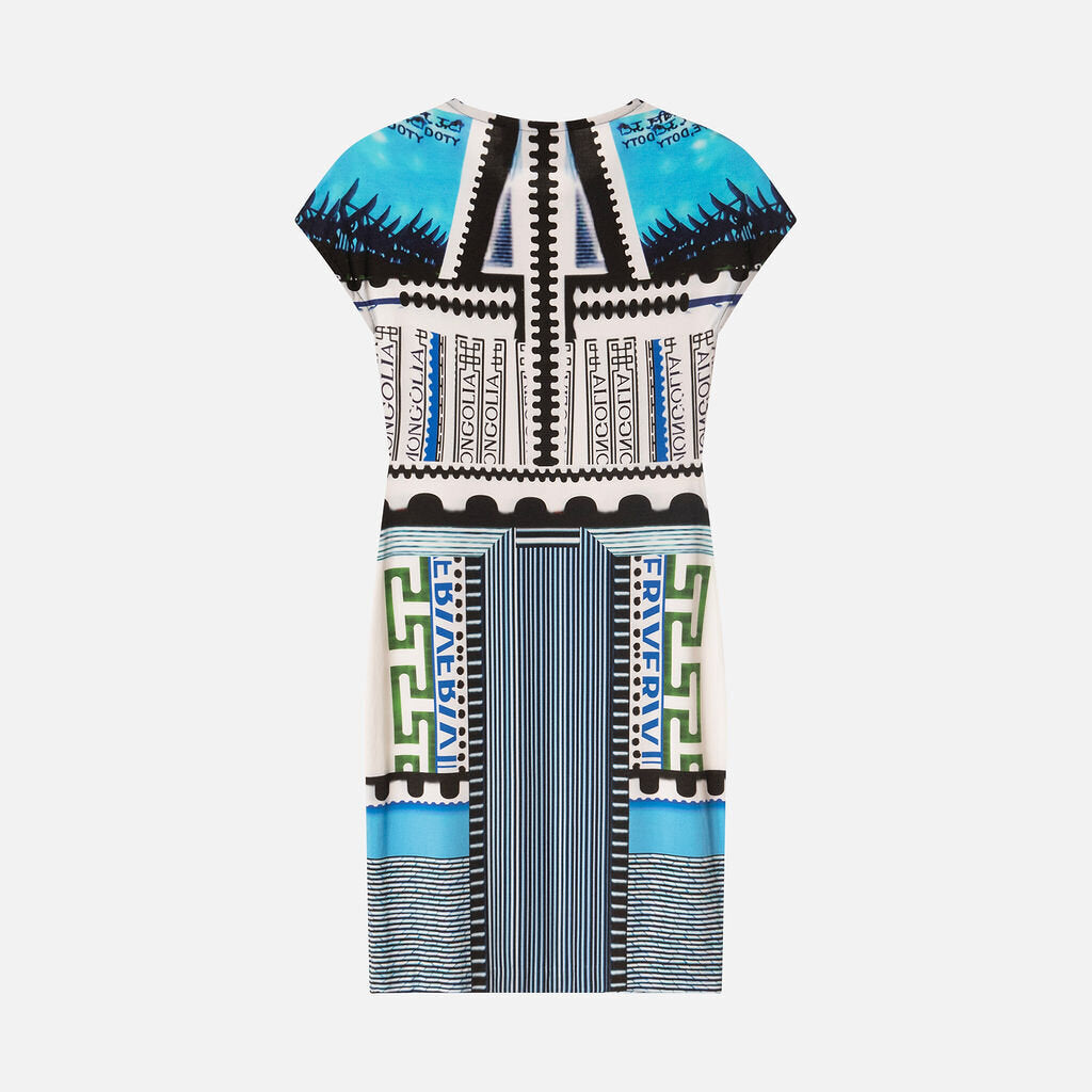 Mary Katrantzou Blue & Multi Graphic Mini Dress