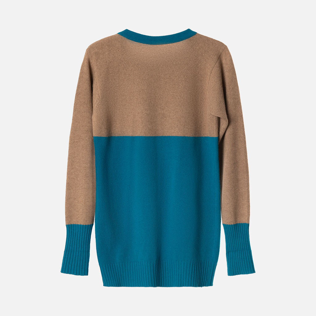 Chanel Blue & Taupe Cashmere Sweater & Skirt Set