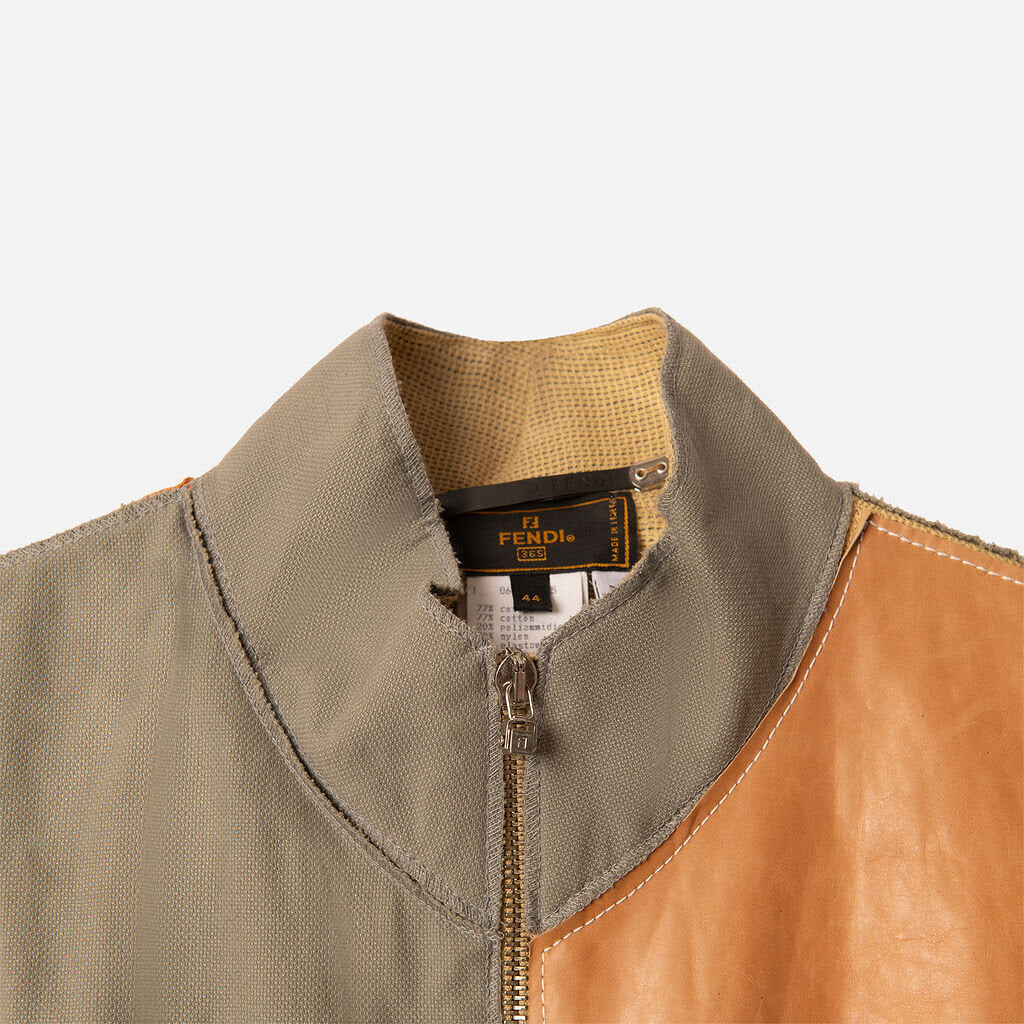 Fendi Vintage Canvas Leather Patch Zip Dress