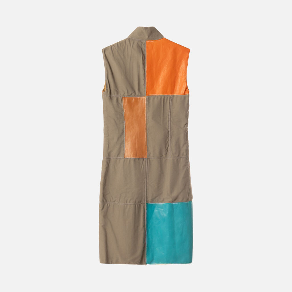 Fendi Vintage Canvas Leather Patch Zip Dress