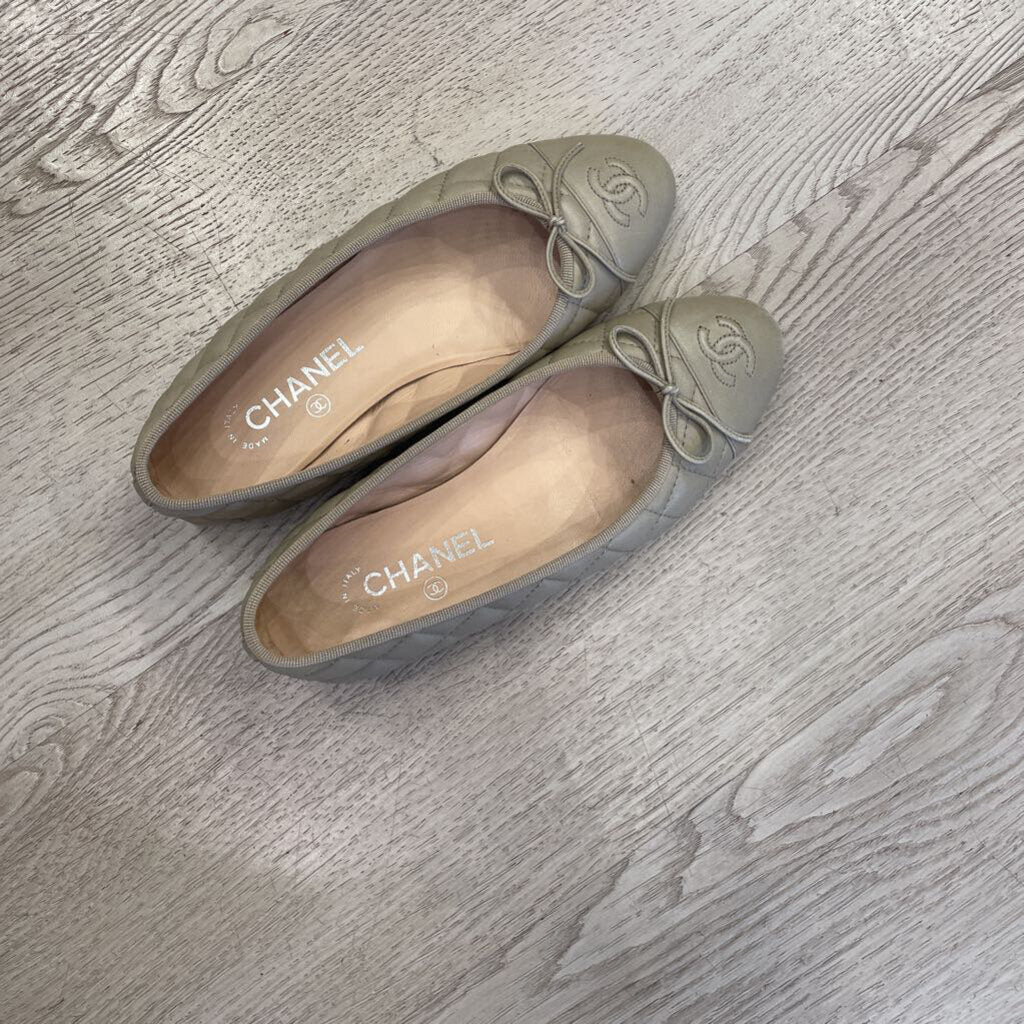 Taupe Quilted Ballet Flats