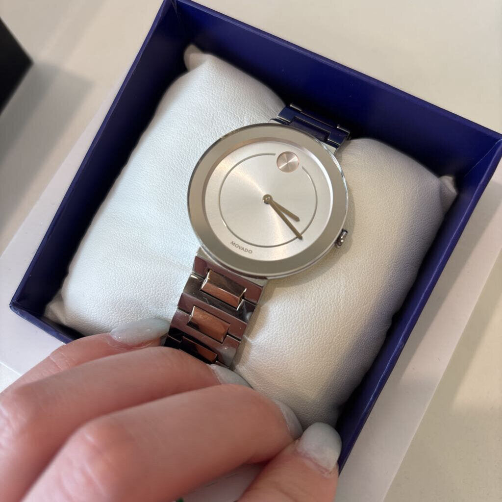 Movado Bold Silver/Rose Gold Band Watch