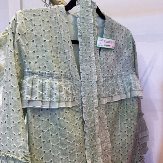 Green Cotton Lace Ruffle Mini Dress