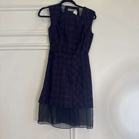 Plaid Wool/Angora Silk Trimmed Mini Dress