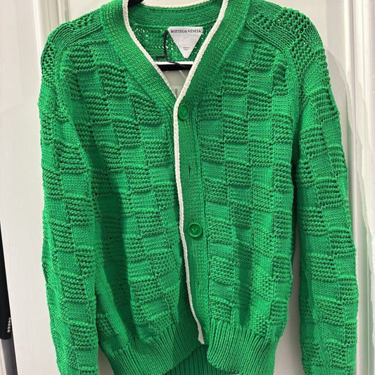 S/S 21 Green Poly/Cotton Intrecciato Cardigan