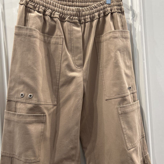 Tan Elastic Waist Multi Pocket