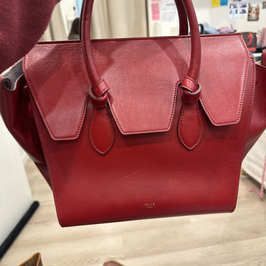 Red Leather Tie Bag