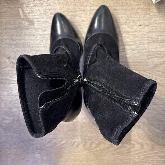 Prada Leather Ankle Boot With Suede Sock