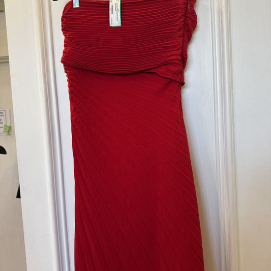 Red Pleated Strapless Max Dress