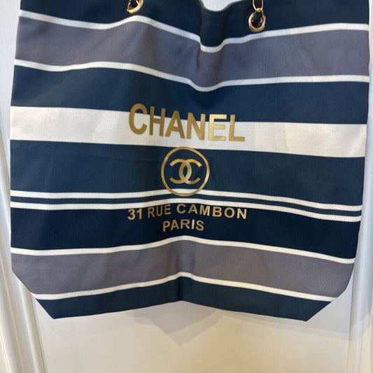 Stripe Canvas CC Logo Tote