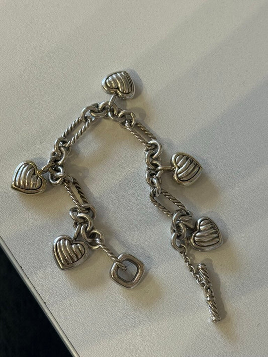Sterling Silver Chain Heart Bracelet