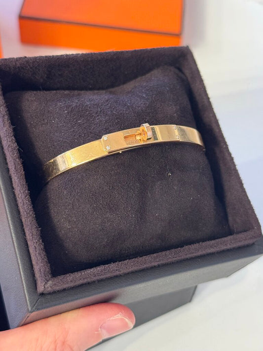 Rose Gold Kelly Bracelet w/ 4 Diamonds (retail 10,400) full set