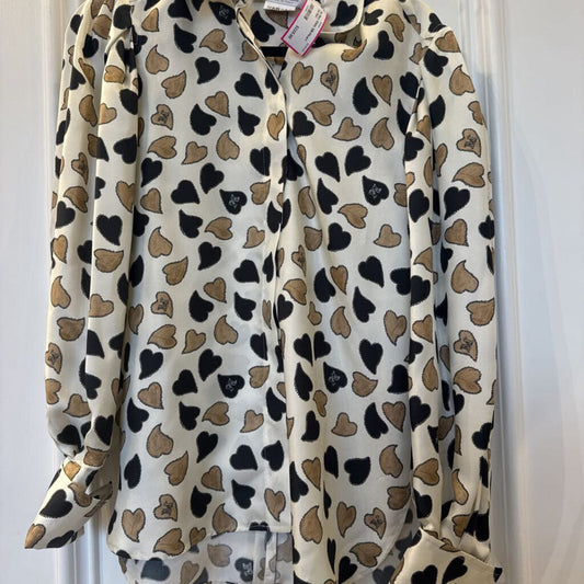 White Silk/Heart Print Shirt