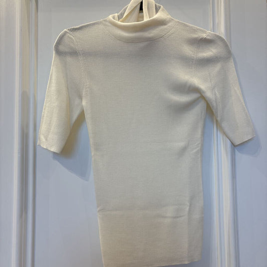 White Ribbed Knit Top
