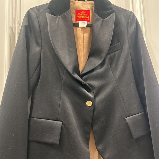 1990's Wool Velvet Collar Gold Button Blazer
